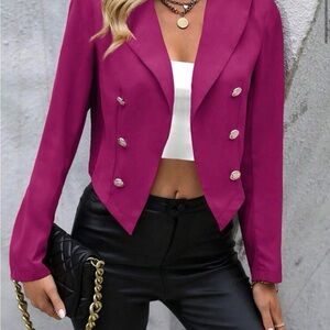 NWOT’s Fuchsia Crop Double-Breasted Jacket